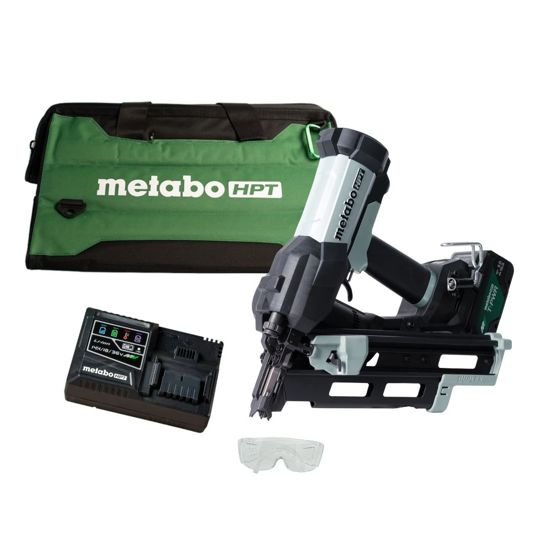 Metabo HPT HPT-NR1875DDAQRY NR1875DDAQRY 18V Brushless 21° Cordless Pneumatic 3in Duplex Forming Nailer 10.0Ah Kit
