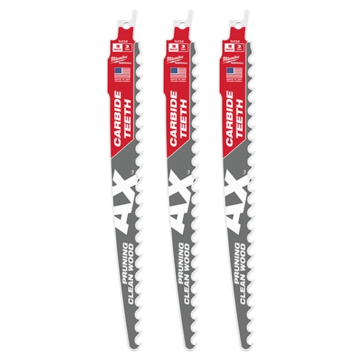 Milwaukee MIL-48-00-5332CAN The AX 9in 3TPI Carbide Teeth Pruning & Clean Wood SAWZALL Blade 3-Pack