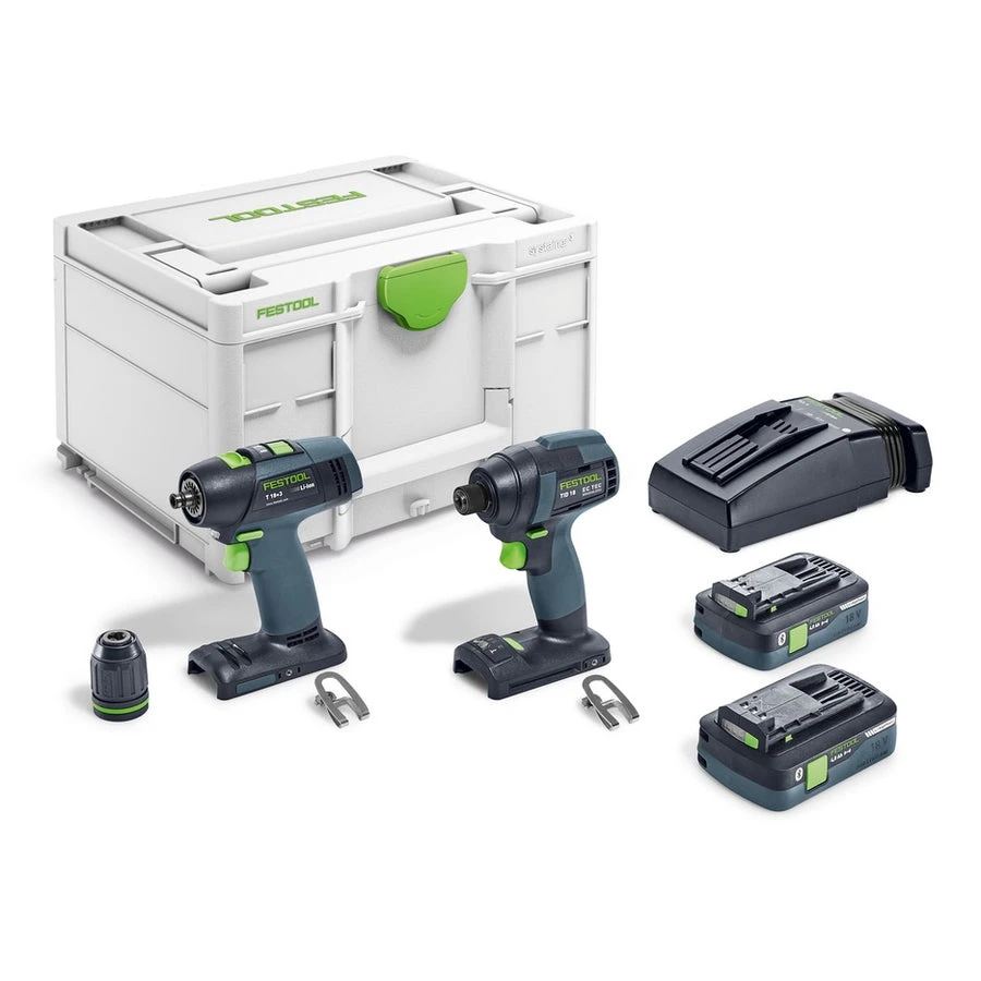 Festool FES-577615 TID18 HPC 4,0I-Set T18 18V Brushless Impact Driver and Drill Set