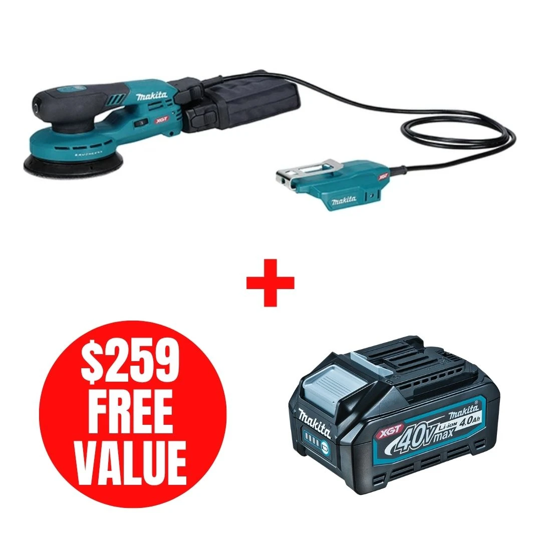 Makita MAK-BO003CGZ-BL4040 40V MAX XGT Brushless 125mm Random Orbital Sander + XGT 4.0Ah Battery