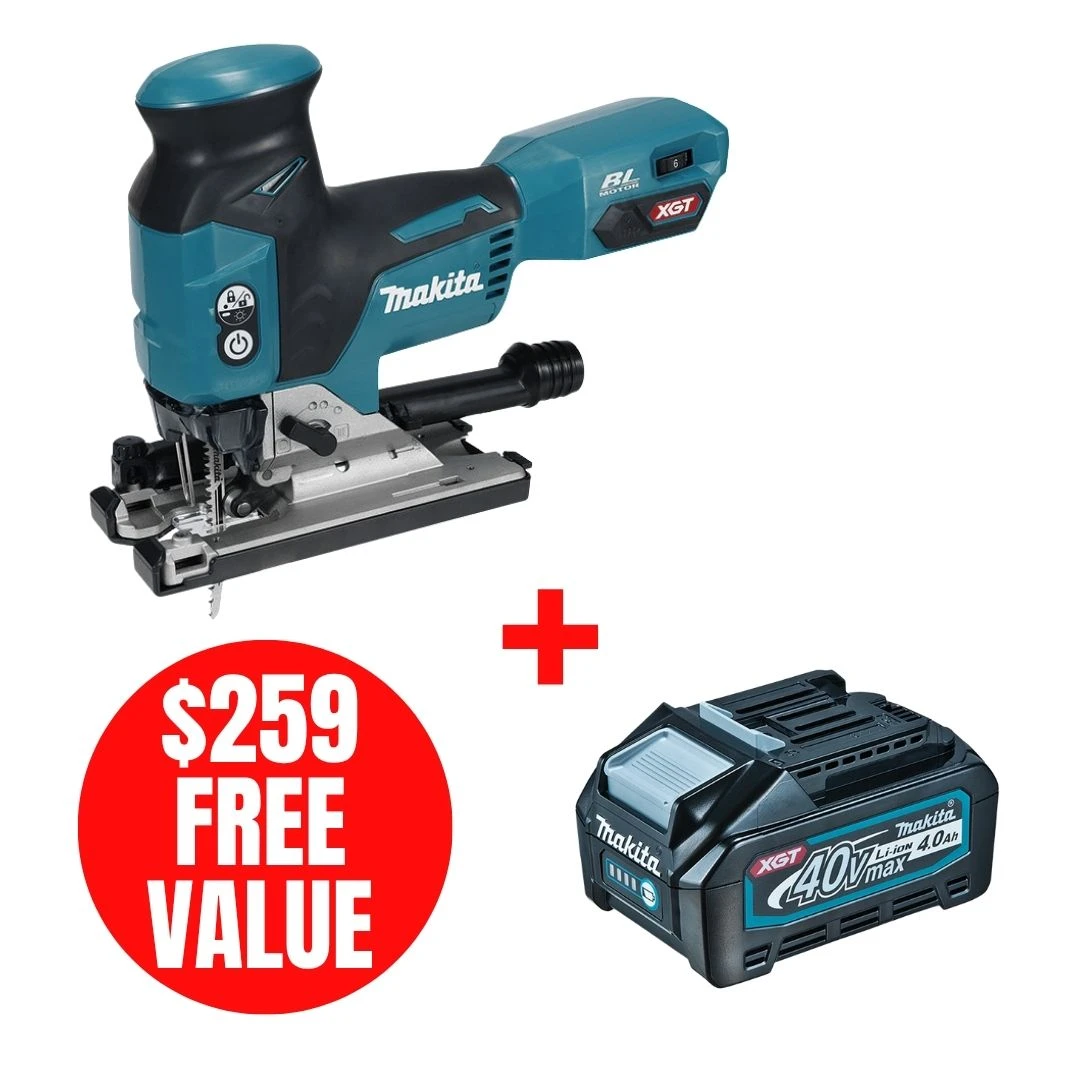 Makita MAK-JV001GZ-BL4040 40V MAX XGT Brushless Barrel Handle Jigsaw with XPT + XGT 4.0Ah Battery