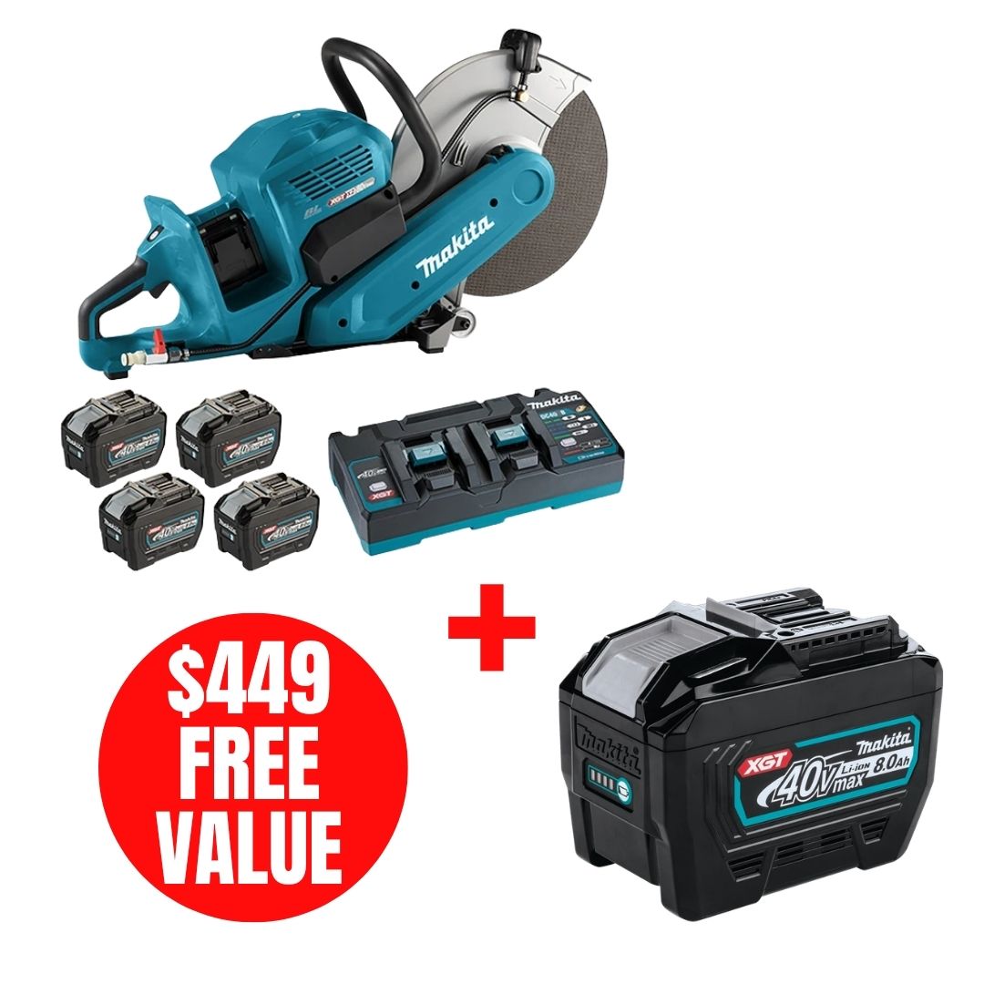 Makita MAK-CE001GL401-BL4080F 40V MAX XGT Brushless 14in Power Cutter Kit + XGT High Power 8.0Ah Battery