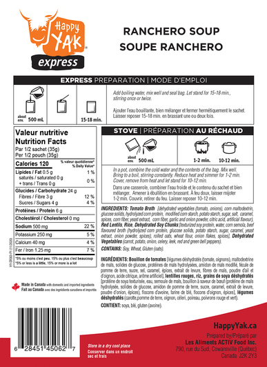 Happy Yak - Ranchero Soup (vegan, lactose free)