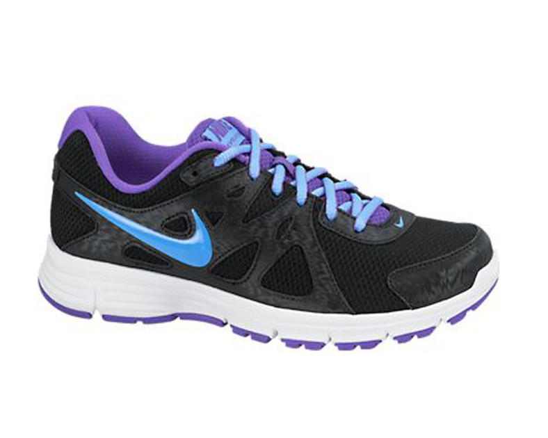 nike revolution 2 womens running shoes black purple blue laces