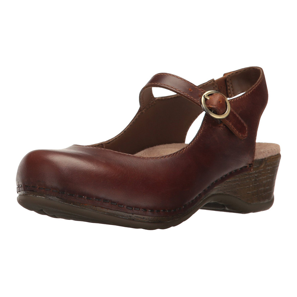 Dansko Women's Maureen Mary Jane Clog Brown Pull Up