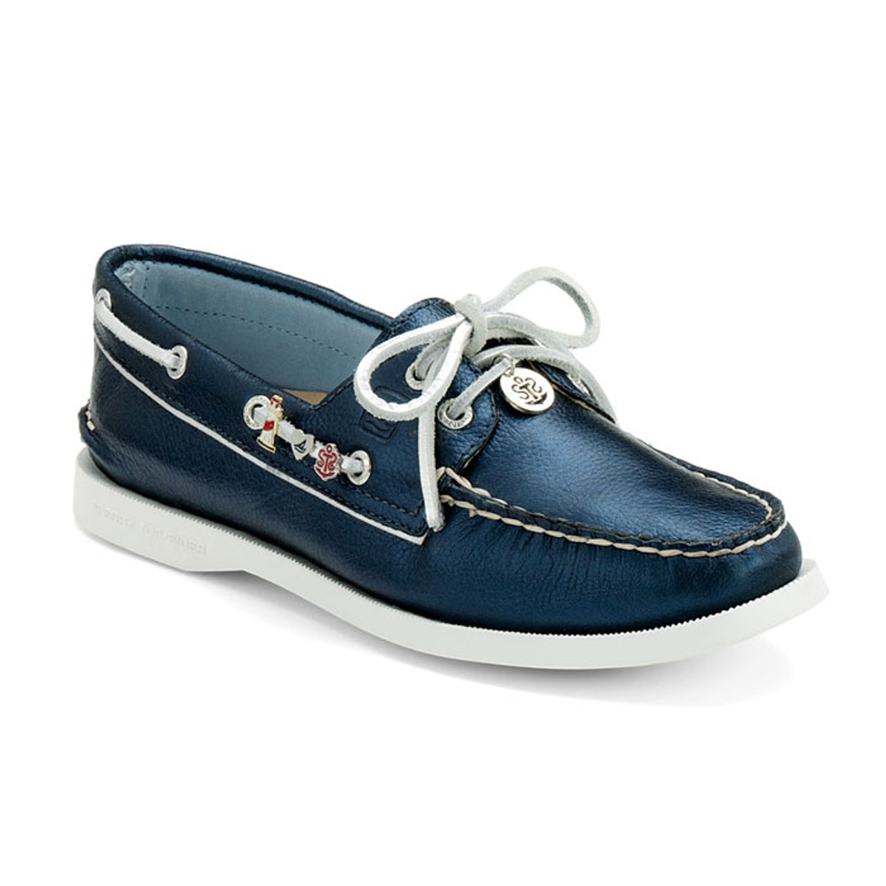 ladies navy blue deck shoes