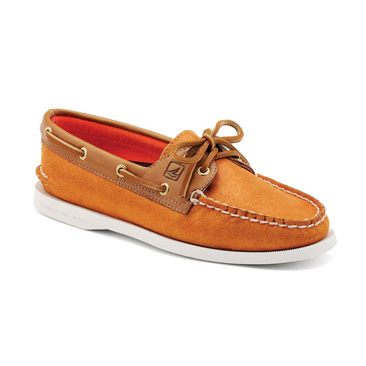 orange sperry boat shoes