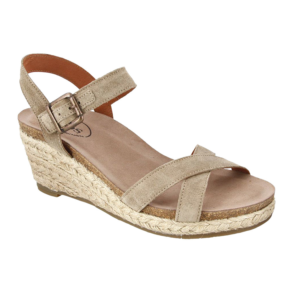 Taos Women's Hey Jute Wedge Sandal Beige Discount Taos Ladies