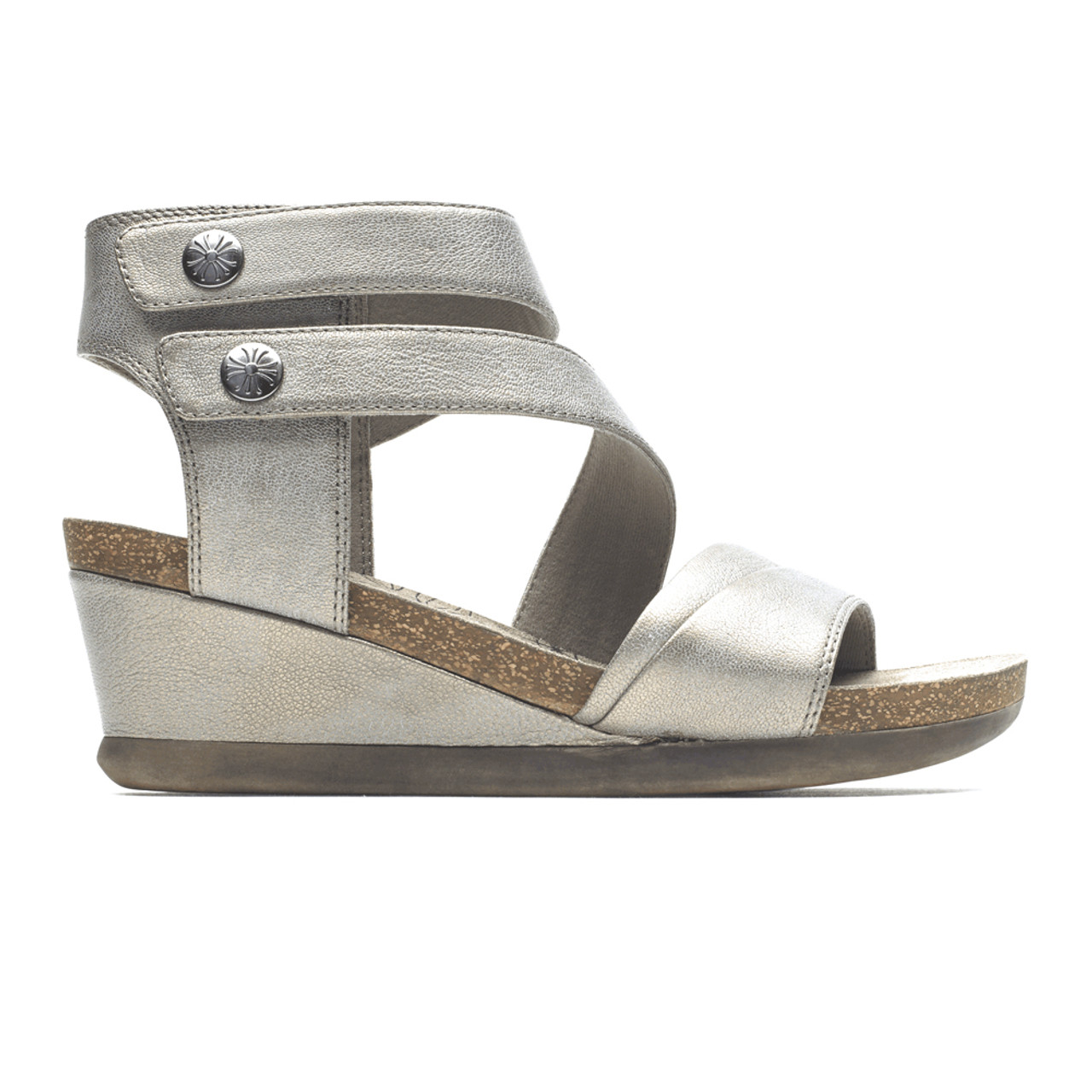 Rockport Cobb Hill Women's Shona Asym Cuff Sandal Grey/Metallic Metal