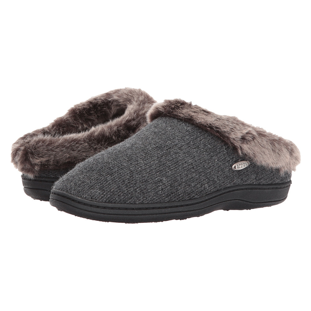 New Acorn Women's Chinchilla Ragg Clog Slipper Dark Charcoal