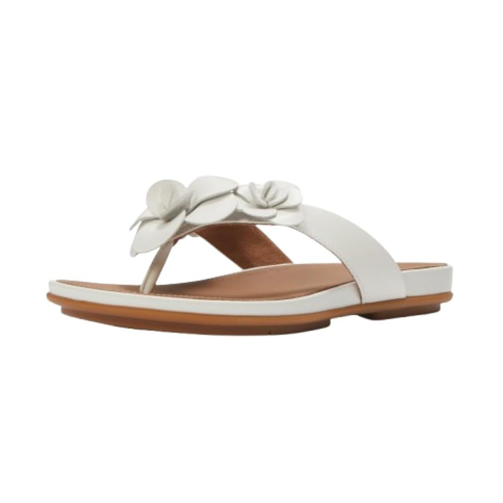 Fitflop Women's Gracie Flower Leather Flip-Flop Sandals - White