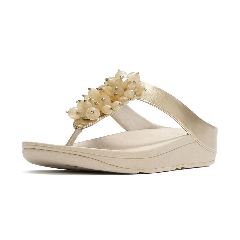 Fitflop Women's Fino Bead-Cluster Toe-Post Sandals - Gold