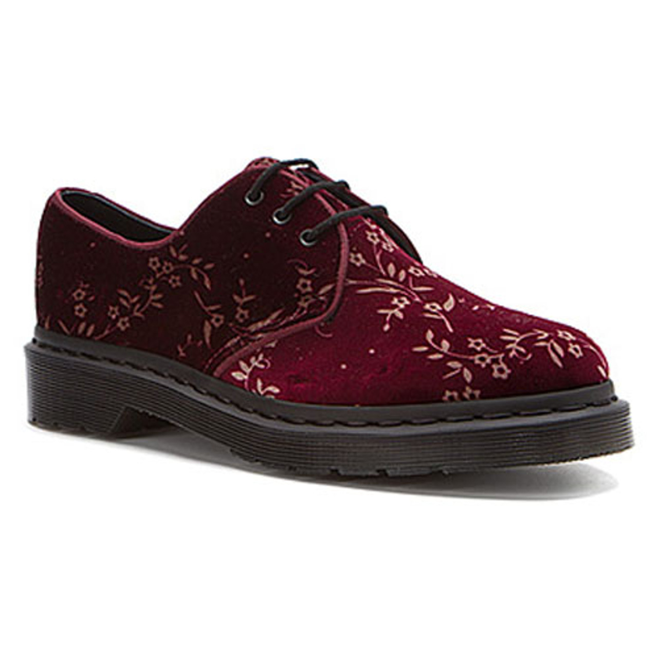 cherry red velvet dr martens