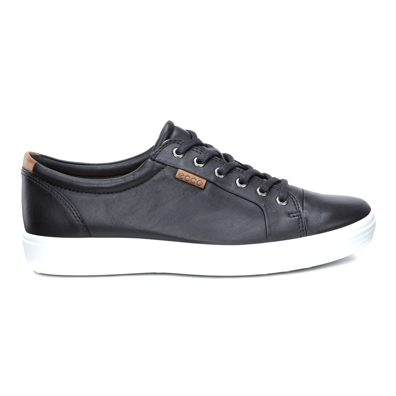 ecco mens black leather sneakers