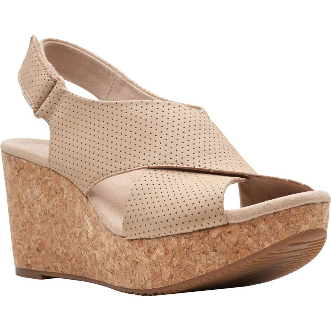 clarks suede wedge sandals