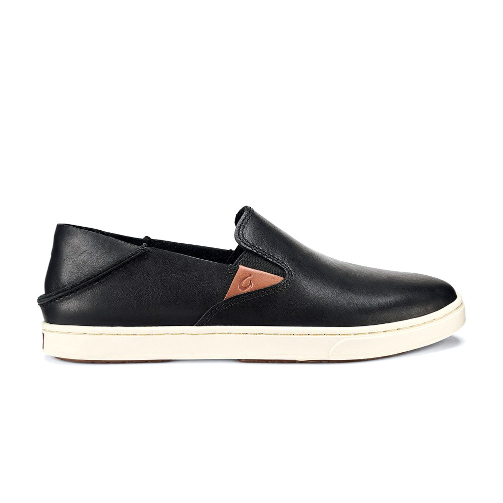New Olukai Women's Pehuea Leather Slip On Black/Black Black1
