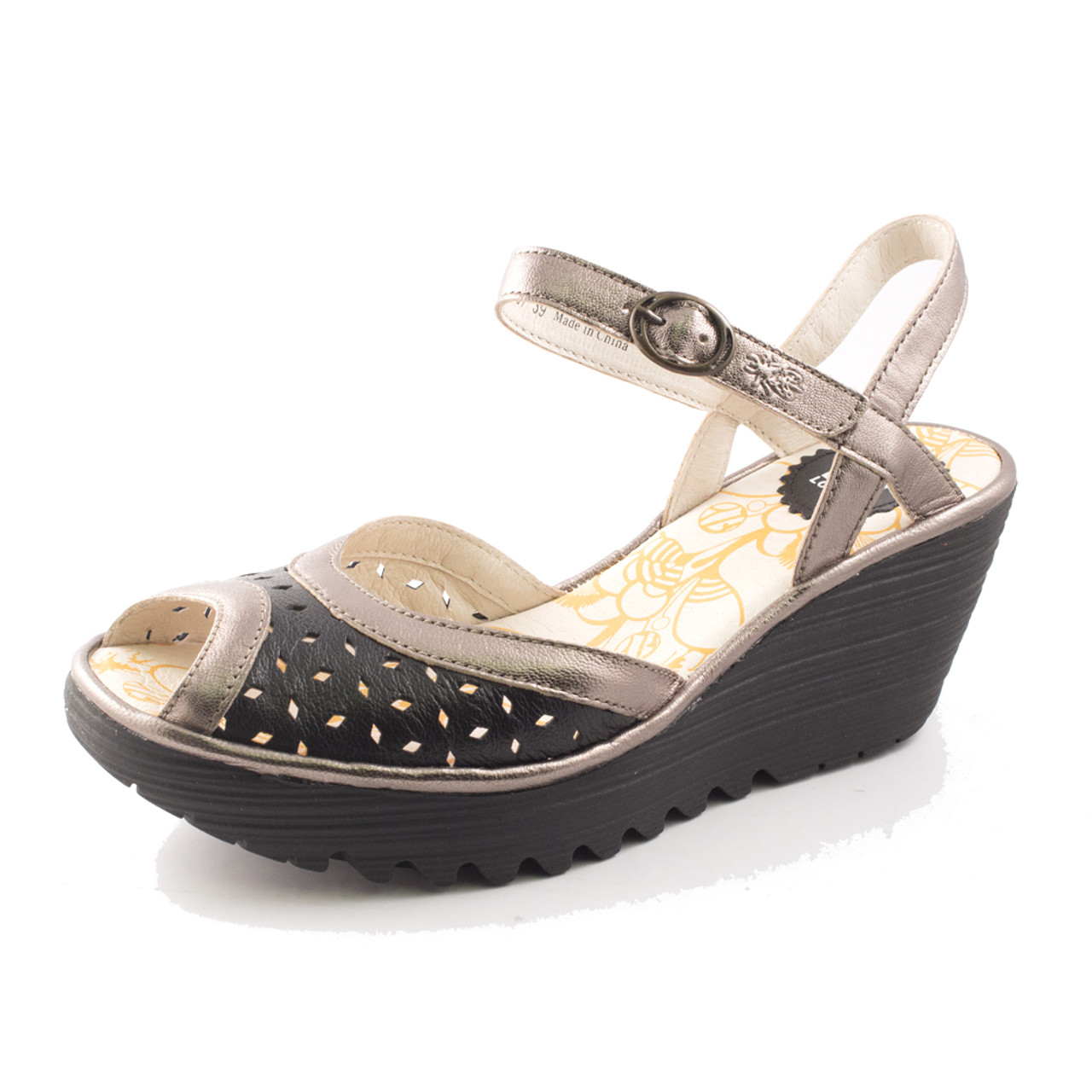 Yumo Wedge Sandal Black/Bronze 37 