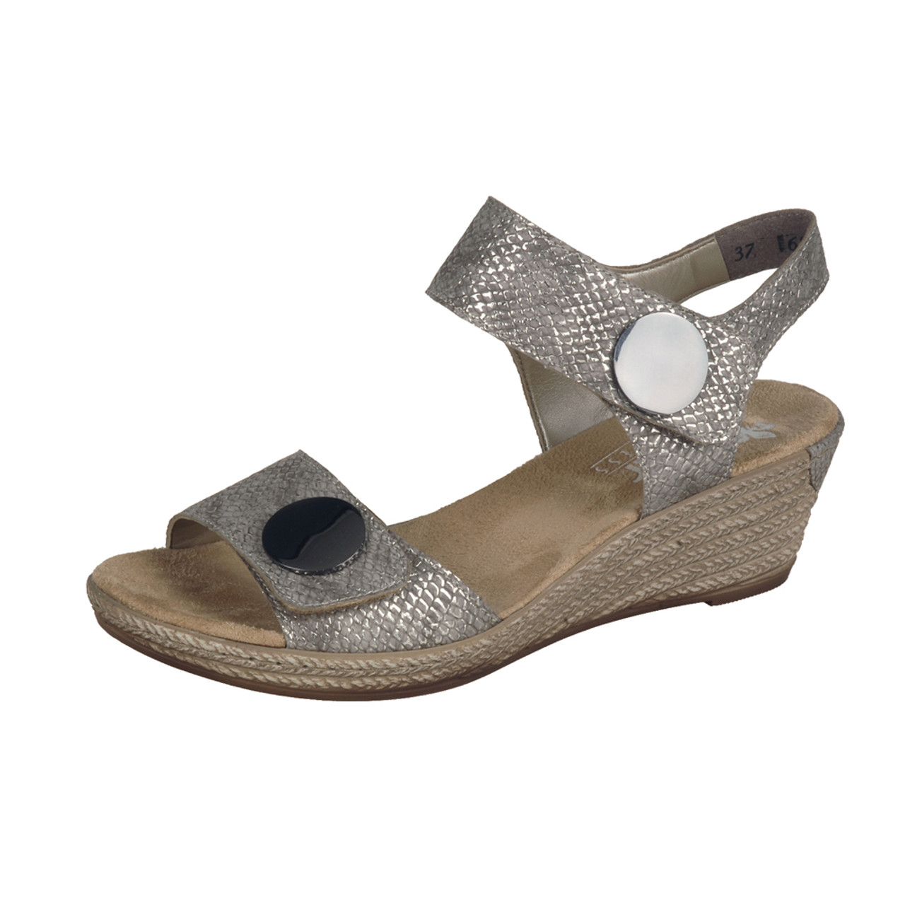 Rieker Women's Fanni 60 Sandal - Silver Discount Rieker Ladies Sandals & More Shoolu.com | Shoolu.com