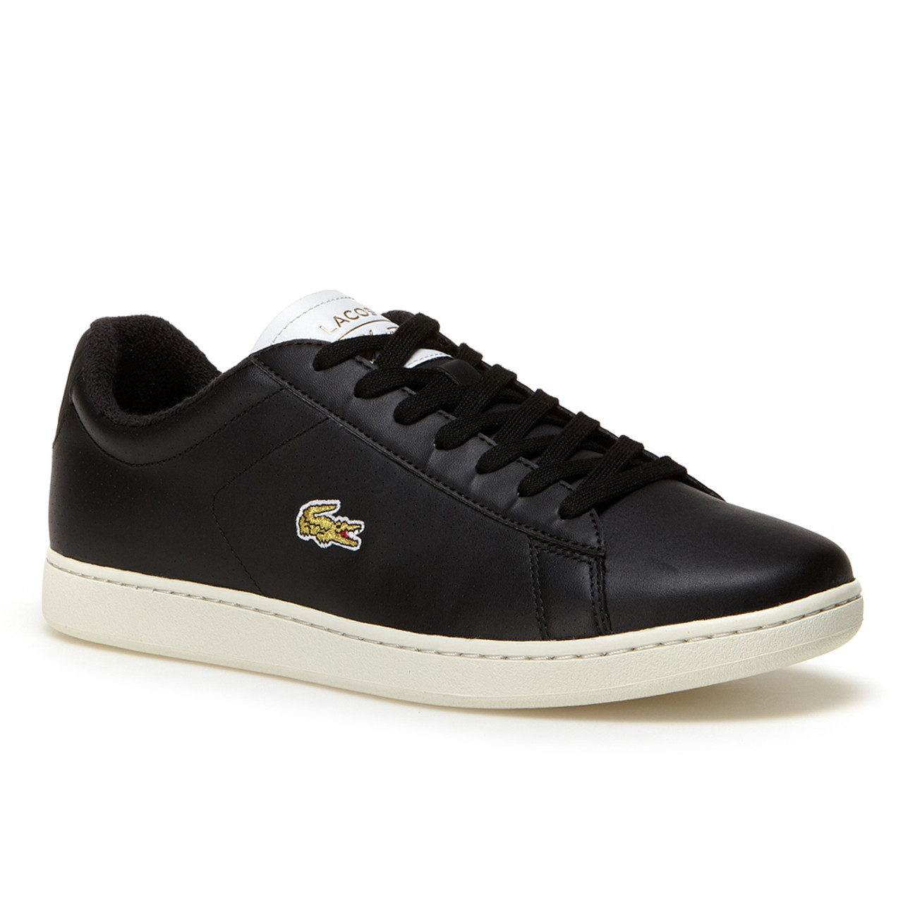 lacoste mens black leather shoes