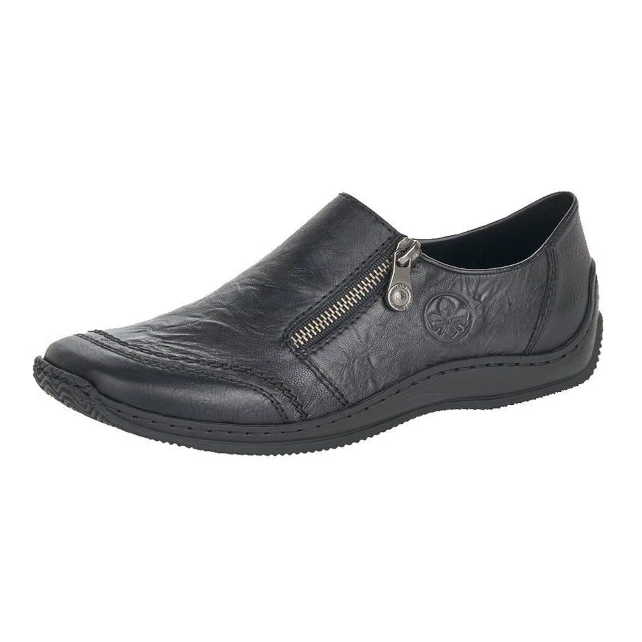 Rieker Women's Pattern Loafer - Black Discount Rieker Ladies Shoes & More - Shoolu.com | Shoolu.com