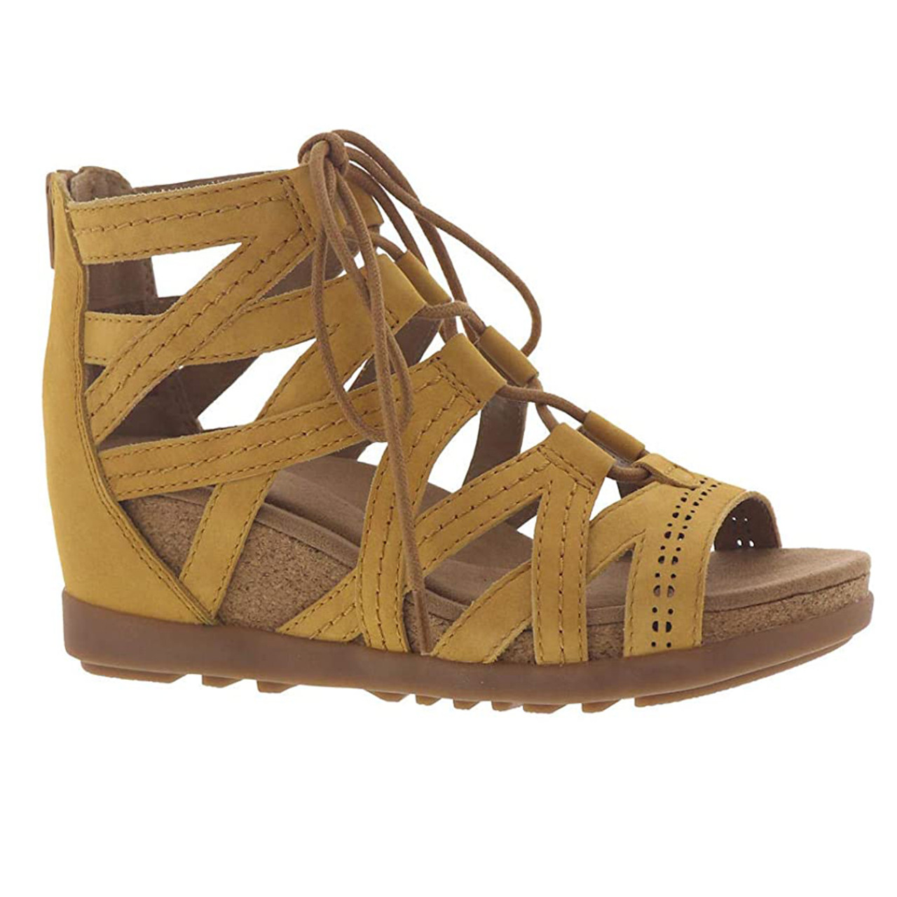 Natural leather heeled gladiator sandals with double nude satin cord & gold  lurex