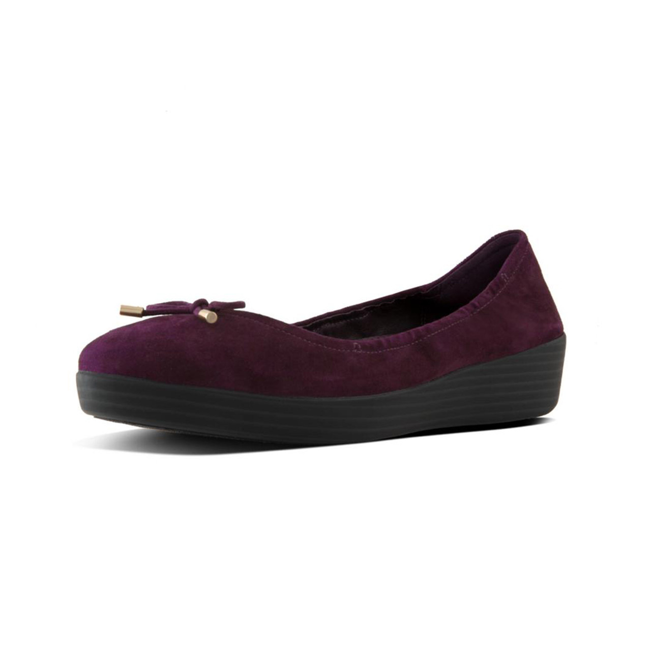 Fitflop Women's Superbendy Suede Ballerina Flat - Purple | Discount Fitflop Ladies Shoes More - | Shoolu.com