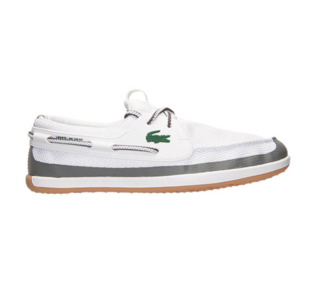 Lacoste Men s Landsailing Boat Shoe White Grey