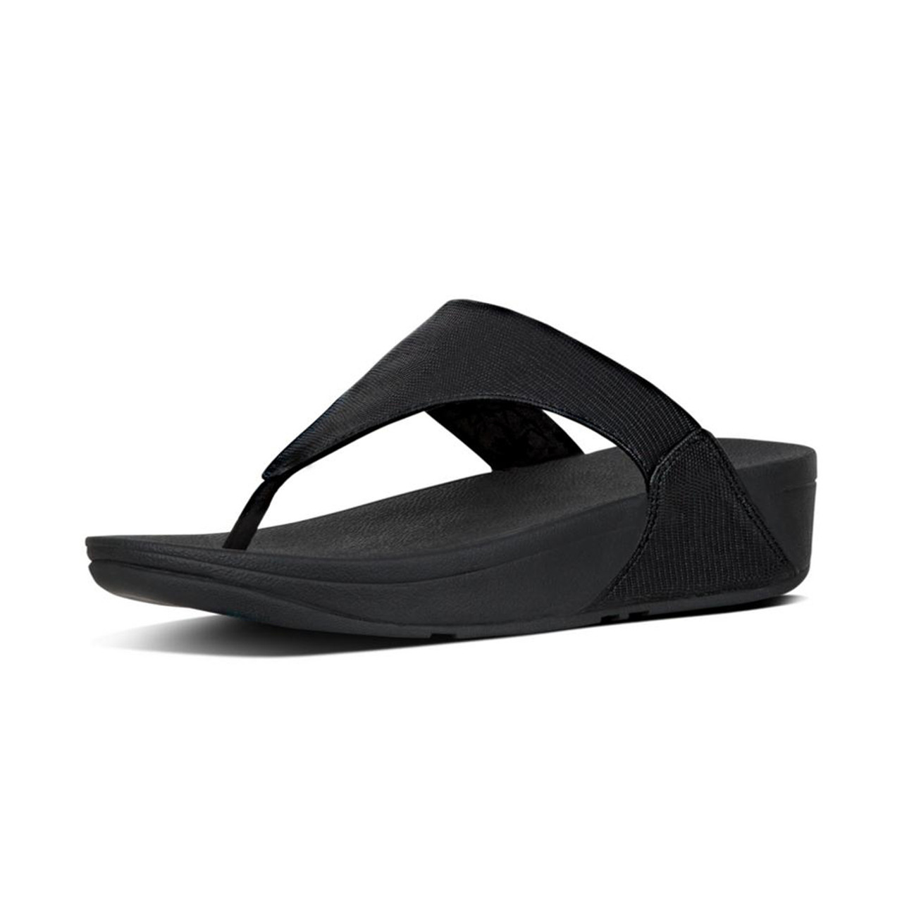 Fitflop - LULU TOE POST GLITTER BLACK Sandals on labotte