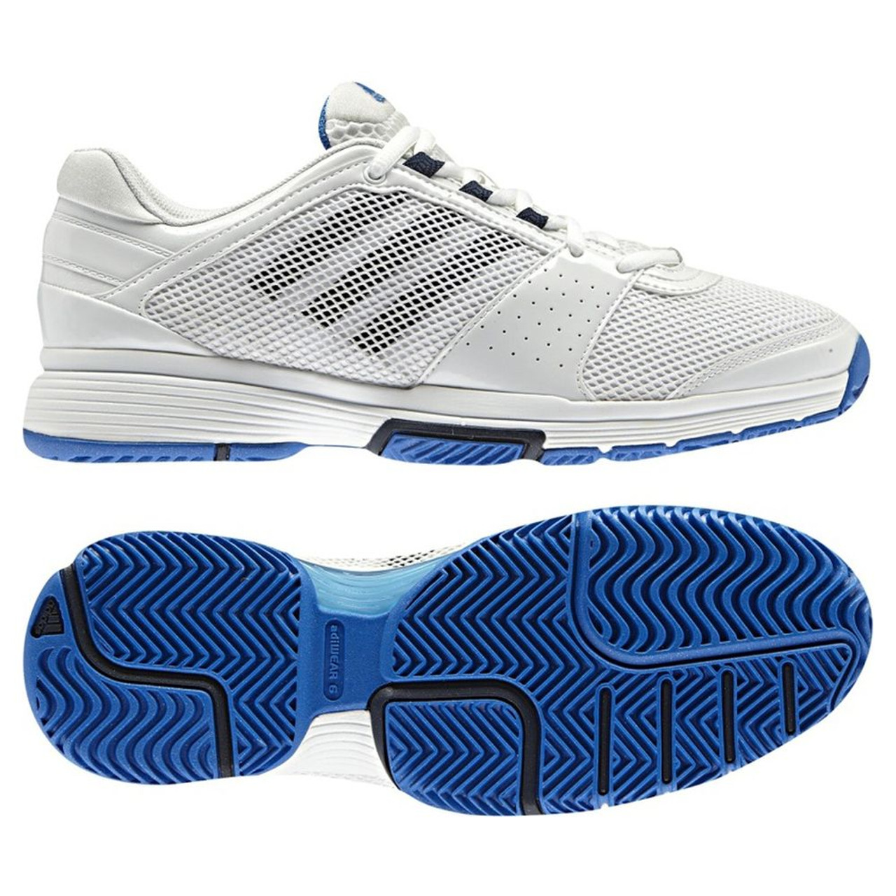 Adidas Barricade Team 3 White/Blue Ladies Tennis Shoes - | Discount Adidas Ladies Shoe & More - Shoolu.com | Shoolu.com