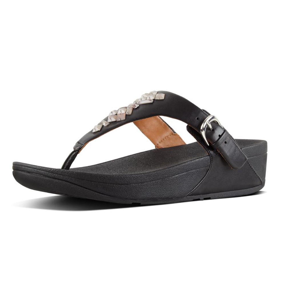 Fitflop Women's The Skinny Crystal Thong Sandals Black