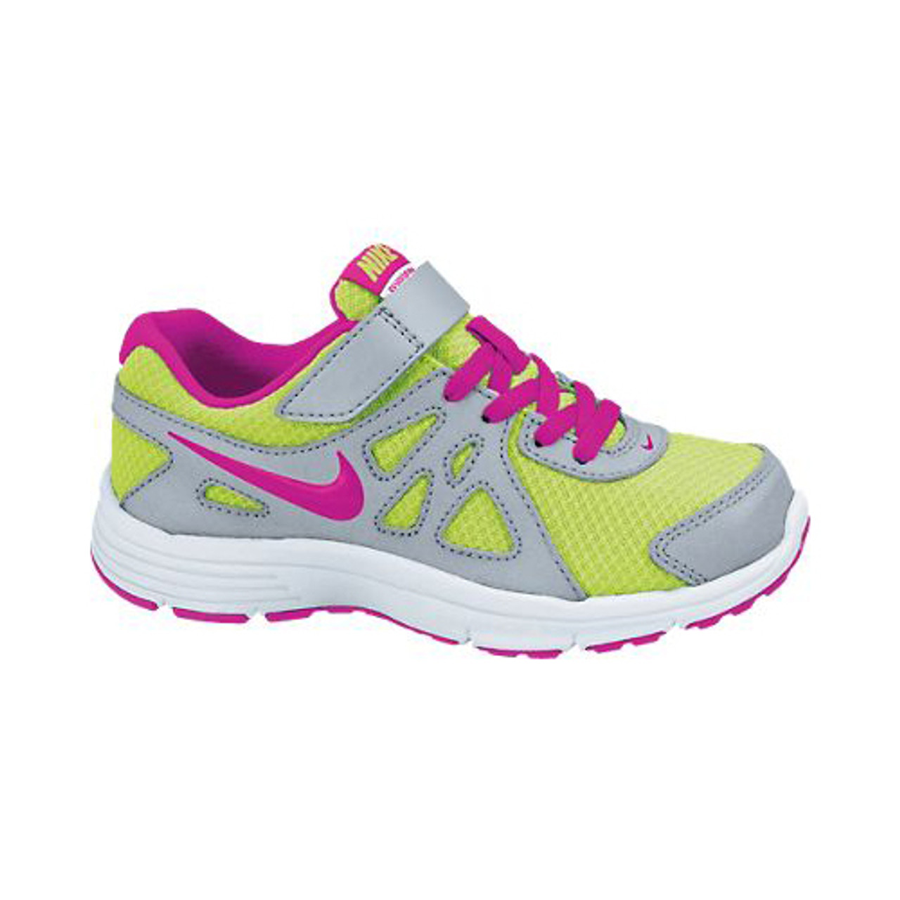 Nike Revolution 2 Volt/Pink Girls Athletic Shoes Volt/Metallic Foil | Discount Nike Childrens Athletic & More - Shoolu.com | Shoolu.com