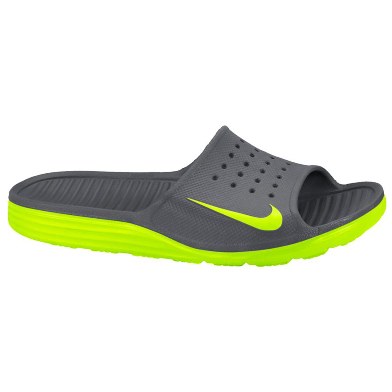 Nike Men s Solarsoft Slide Dark Grey Volt