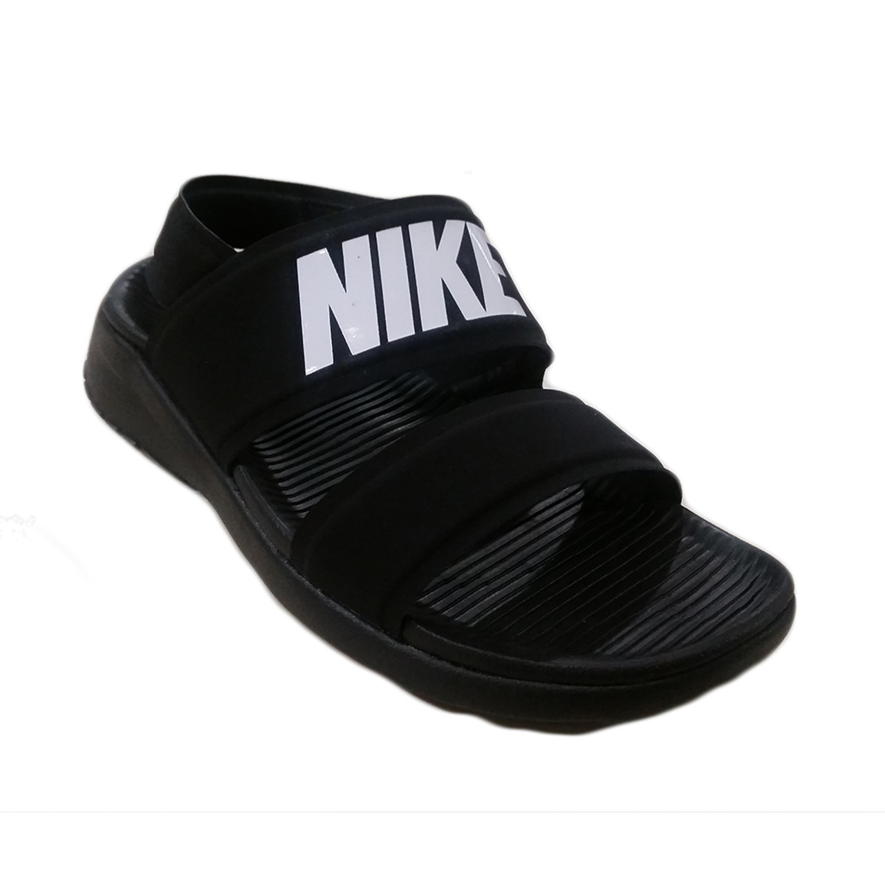 NIKE TANJUN SANDAL BLACK/WHITE ADJUSTABLE ANKLE STRAP SPORT SLIDE WOMENS  SIZE 7 | eBay