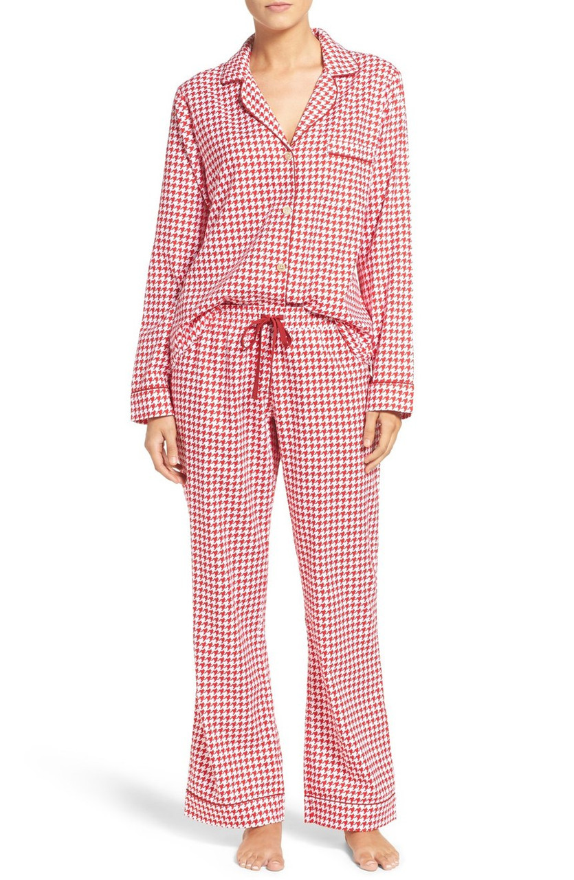 New UGG Women s Raven Houndstooth Pajama Set Red Discount UGG