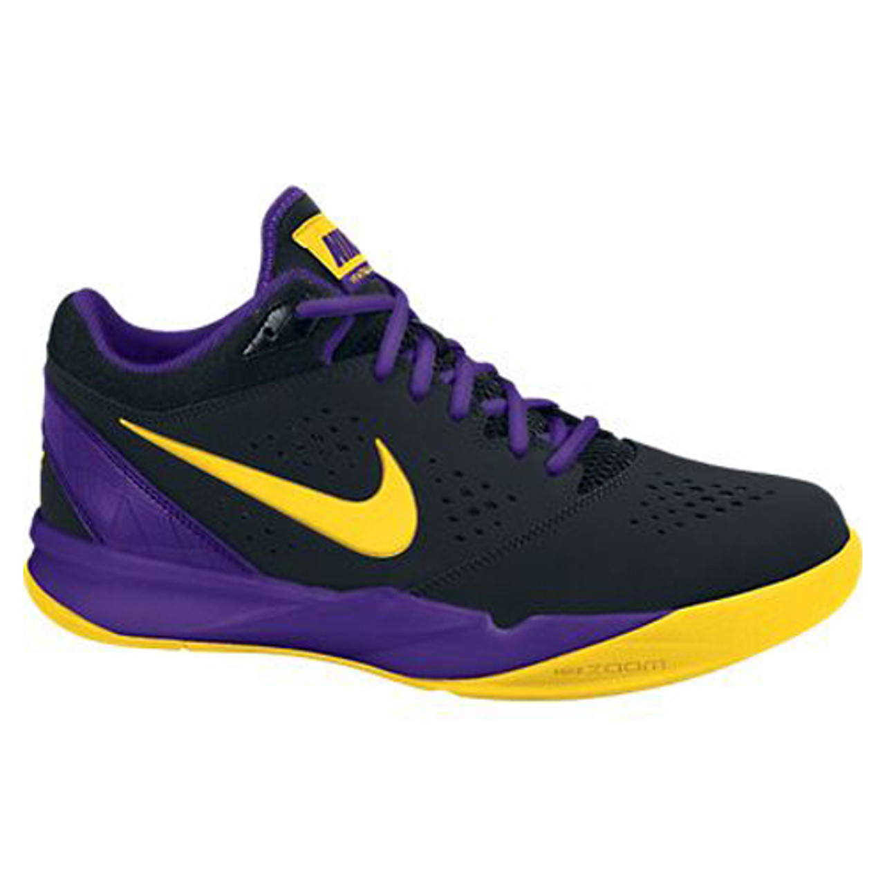 purple and yellow tennis shoes