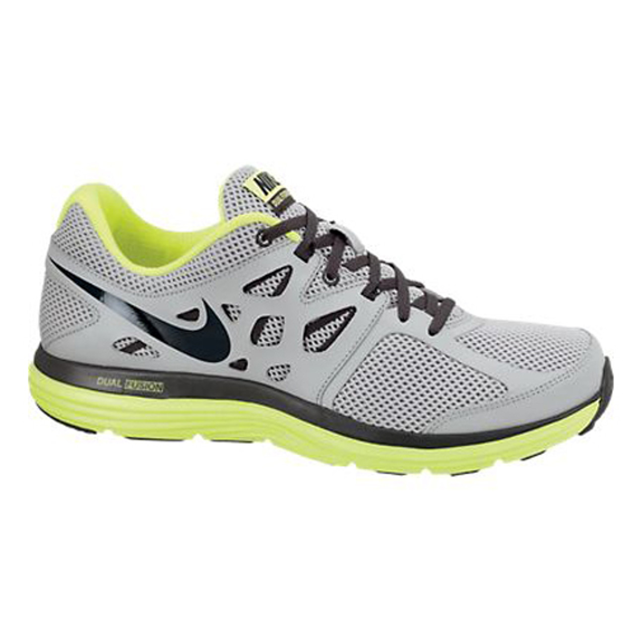 Nike Dual Fusion Lite Mens Running Shoes - Wolf Grey/Dark Charcoal/Volt/Black | Discount Nike Men's Athletic & More - Shoolu.com | Shoolu.com