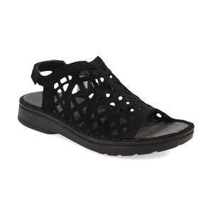 Naot Women's Amadora Sandal Black Velvet Nubuck | Naot 63417 B12 Black