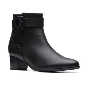 Clarks Women's Loken Zip WP Boot Black Leather | Clarks 74964 Black Leather