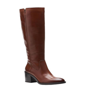 Clarks Women's Valvestino Hi Boot Dark Tan Leather | Clarks 71832 Dark Tan Leather