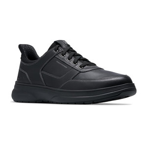Clarks Men's Mullan Easy Sneaker Black Leather | Clarks 84415 Black