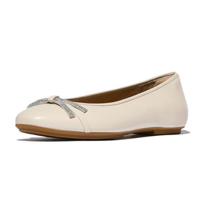 Fitflop Women's Delicato Glitz-Bow Leather Ballet Flats Paris Beige | Fitflop E3E-A99 Paris Beige