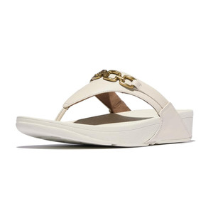 Fitflop Women's Lulu Square-Chain Leather Toe-Post Sandals Paris Beige | Fitflop E1I-A99 Paris Beige