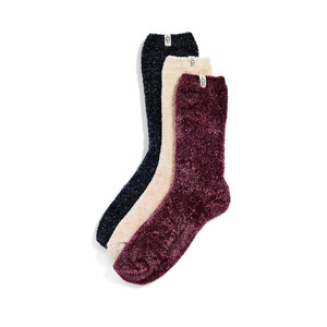 UGG Women's Leda Sparkle 3 Pack Sock Cream/Wild Grape/Black | UGG 1123776 CWL