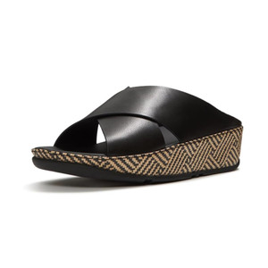 Fitflop Women's Lulu Lux Graphic-Weave Leather Cross Sandals Black | Fitflop A4P-001 Black