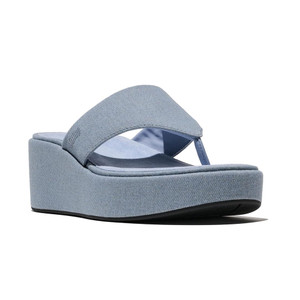 Fitflop Women's Platfforms Denim Wedge Toe-Post Sandals Light Denim | Fitflop A5I-E01 Light Denim