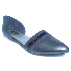 Anne Klein Women's On My Way Flat Dark Pewter Leather | Anne Klein On My Way Pewter Lea