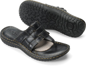 born black leather sandals