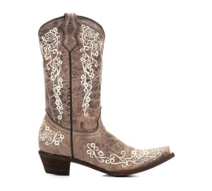 Corral Girl's A2773 Western Boot Brown/Beige Embroidery 2.5 | Corral A2773 Brown 2.5 - NO BOX Corral Girl's A2773 Western Boot Brown/Beige Embroidery 2.5 | Corral A2773 Brown 2.5 - NO BOX