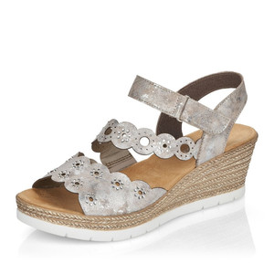 Rieker Women's Fanni C5 Wedge Sandal Rose Metallic | Rieker 619C5-90 Metallic