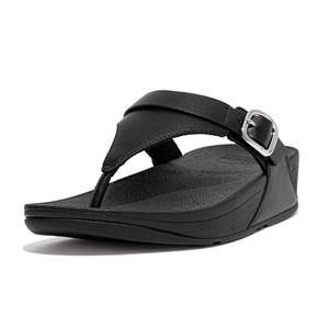 FitFlop Women's Lulu Adjustable Leather Toe-Post Sandal All Black | FitFlop ES8-090 All Black